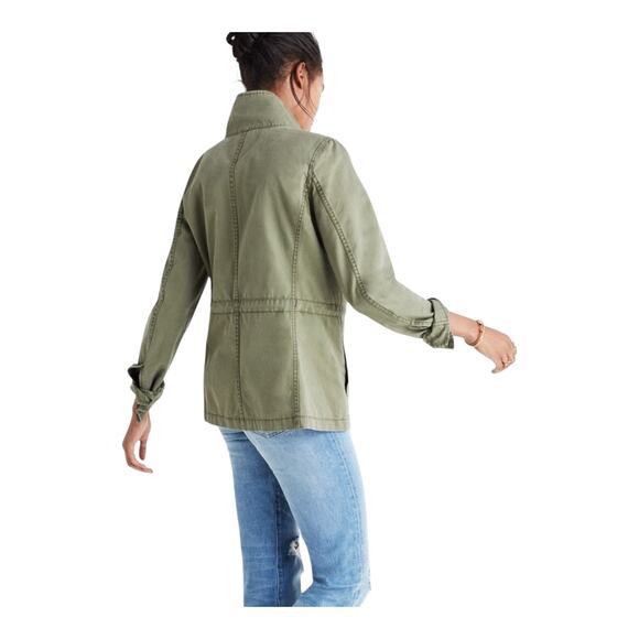 Madewell Fleet Jacket Women’s Green Military Field Zip Utility Cotton Pockets S - Picture 5 of 16